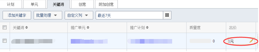 推廣投放一關鍵詞出價